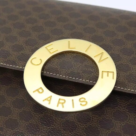 CELINE Macadam Canvas Shoulder Bag PVC Brown Auth - Picture 6 of 16